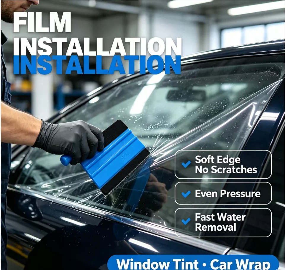20Pcs Felt Edge Squeegee Car Film Wrap Scraper 4 Inch Vinyl Wrap Application Bubble Removal Tools Window Tint Wrapping Tool