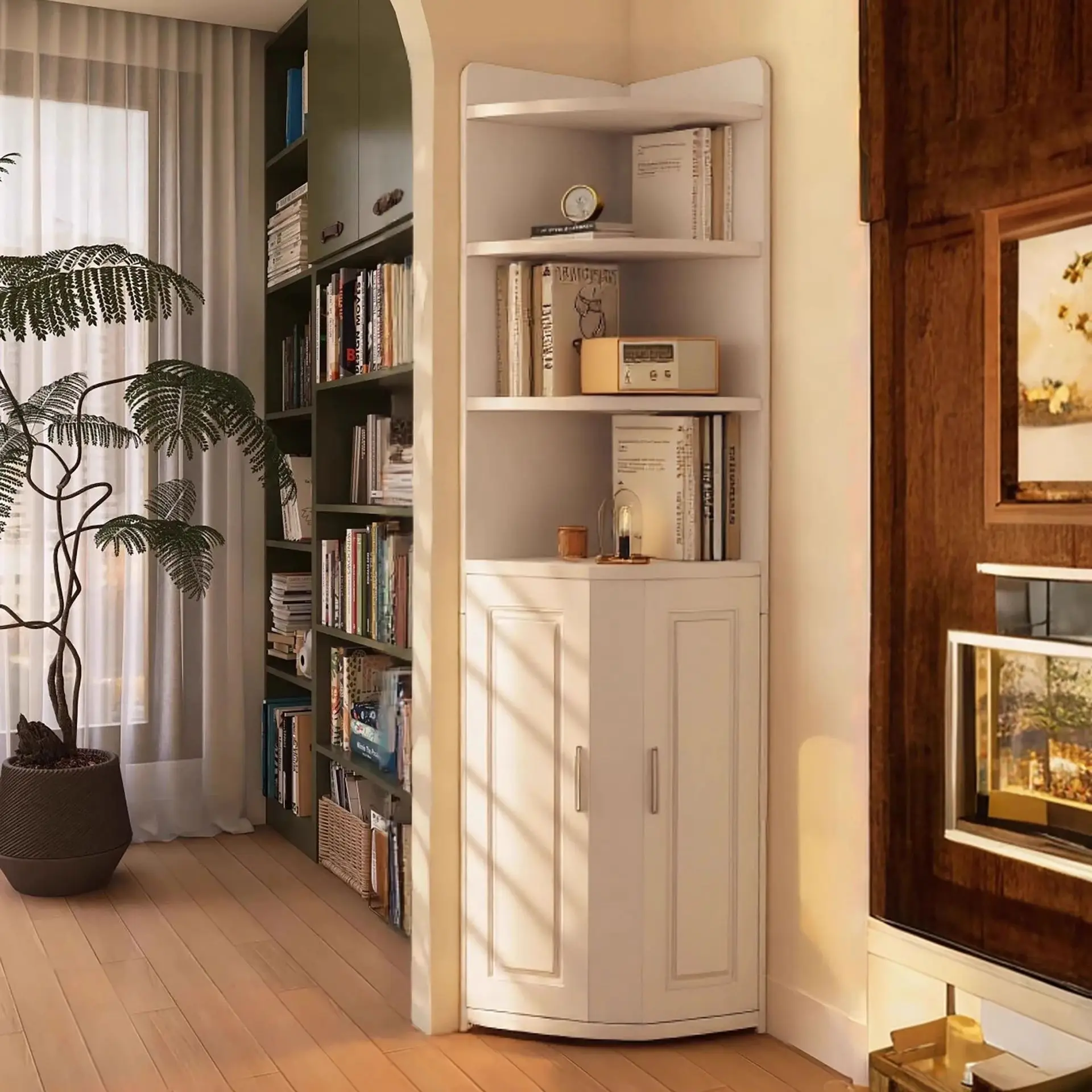Factory Direct 2026 Top Rated Corner Cabinet Shelf Household Corner Side Cabinet Bookcase Triangle Cabinet Living Room Bedroom F