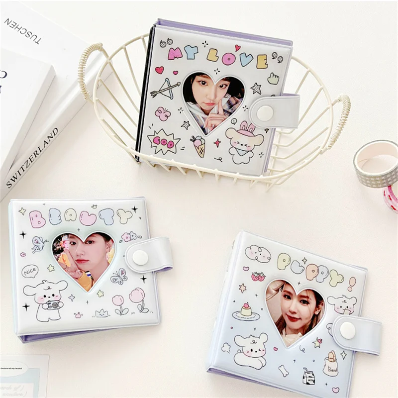 

KPOP 3-hole A8 Loose-leaf Card Book Organizer Card Bag 3 Inch Love Beans Photo Card Card Book Postcard Collection Card Organizer