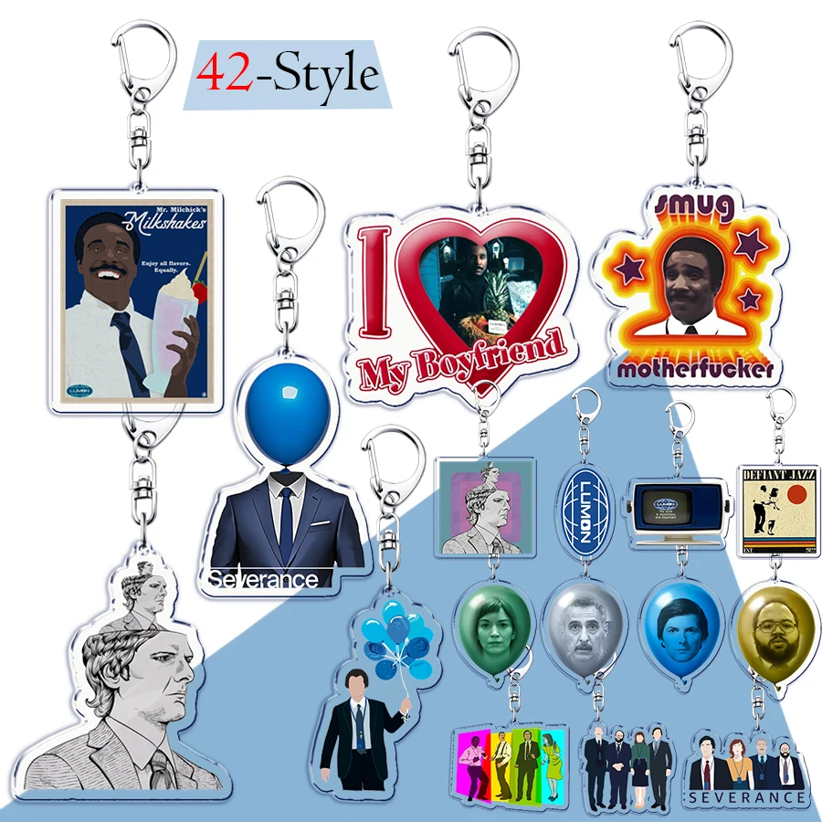 Cool Tv Show Mr Milchick Keychains for Accessories Bag Fashion Lumon Key Chain Ring Jewelry Retro Gifts Keyrings