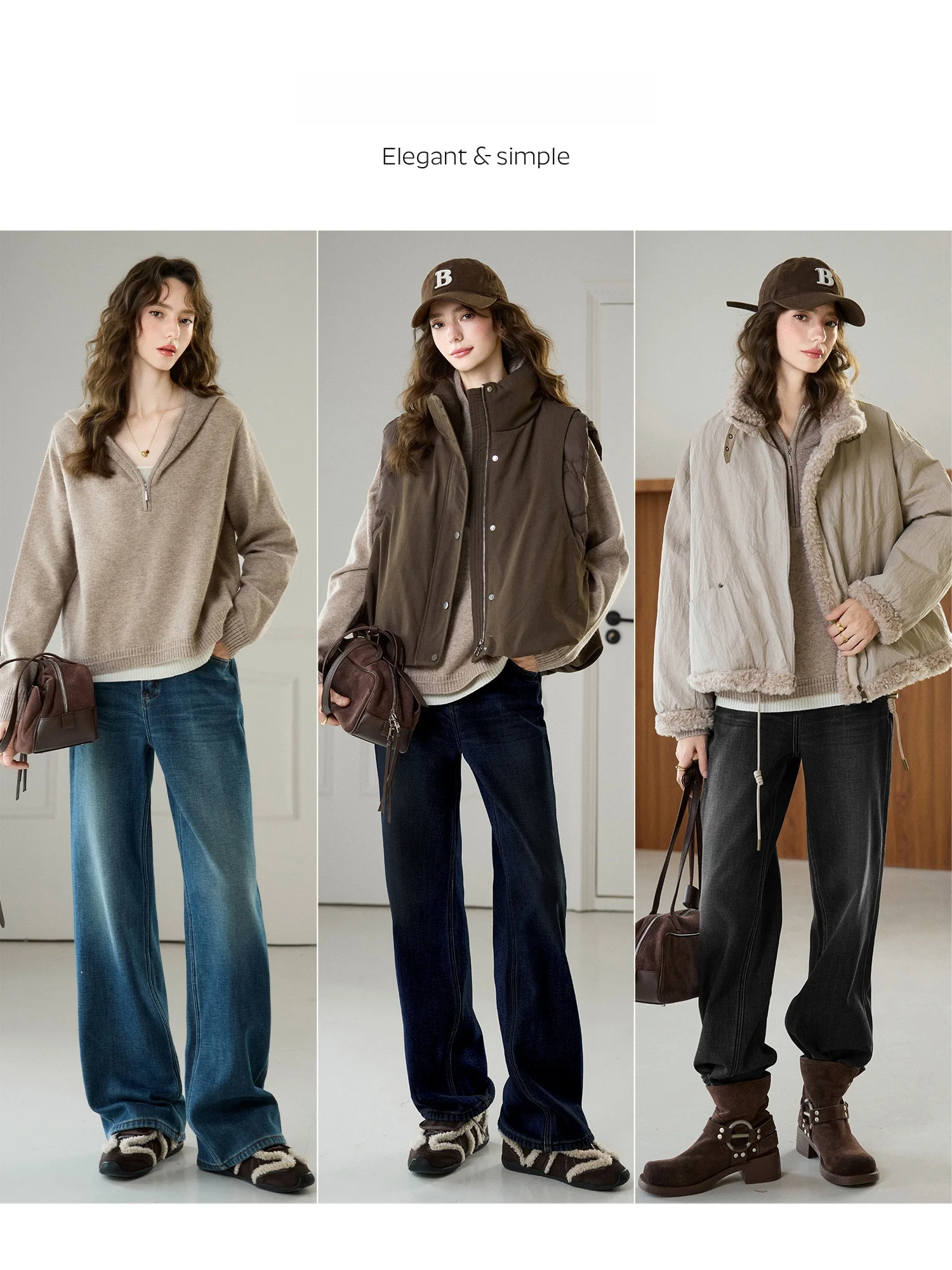 Klassieke rechte pijp Fce katoenen jeans met donsvoering, Philadelphia Cowboy-stijl, 3D-getailleerd, Brued Fini damesmode lente