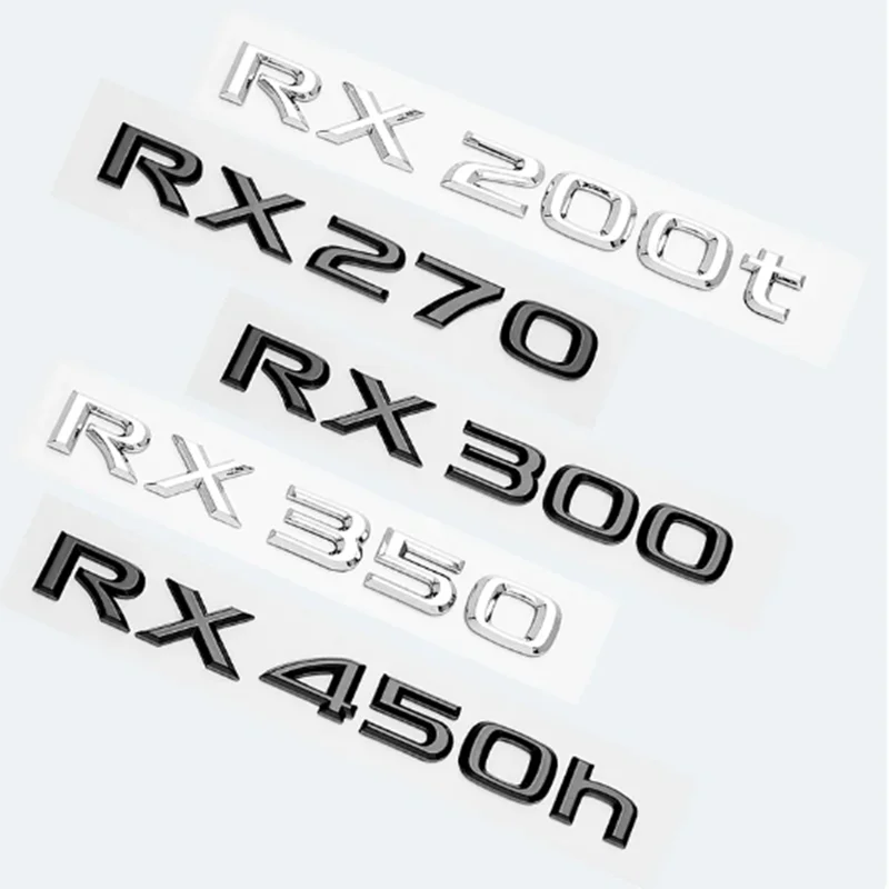 شعار الكروم ثلاثي الأبعاد لجذع السيارة لكزس ملصق الشعار الخلفي ، أسود لامع ABS ، RX200t ، RX270 ، RX300 ، RX350 ، RX450h ، RX450HS