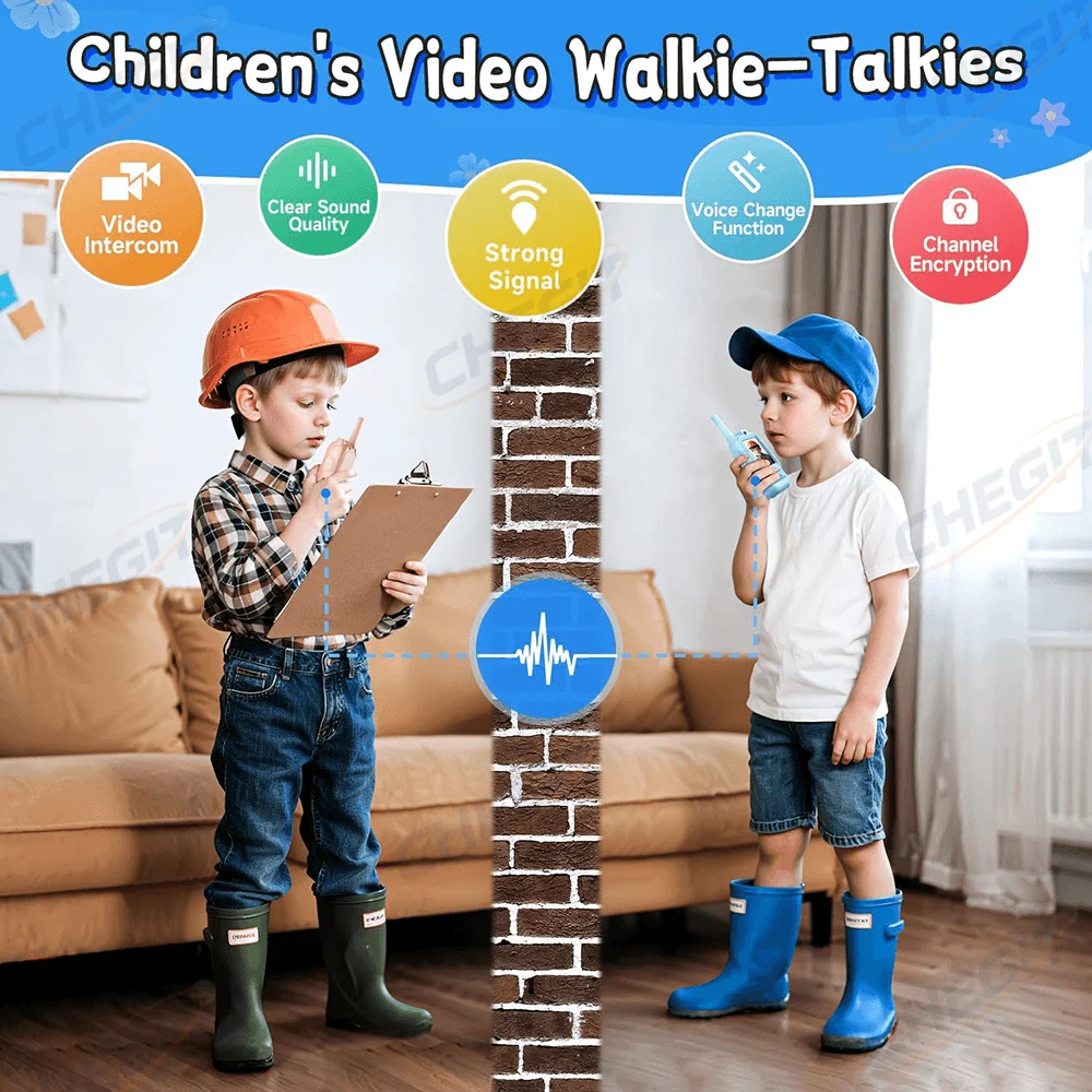 Walkie Talkies con vídeo para niños, pantalla de alta definición de 2 pulgadas para acampar, hogar, juguetes divertidos al aire libre, calidad de sonido clara, regalo de Navidad
