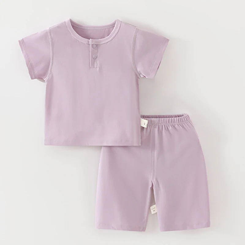 A Class Baby 2 Piece Loungewear Set Lyocell Breathable Short Sleeve Tee & Shorts Soft Summer Toddler 2 Piece Outfit