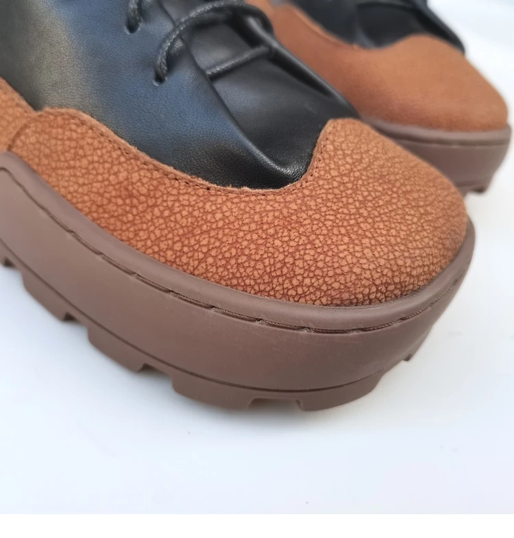 Careaymade-100% Genuine Leather thick soled muffin women\'s shoes niche design,original single shoes Vintage thread dad shoes big