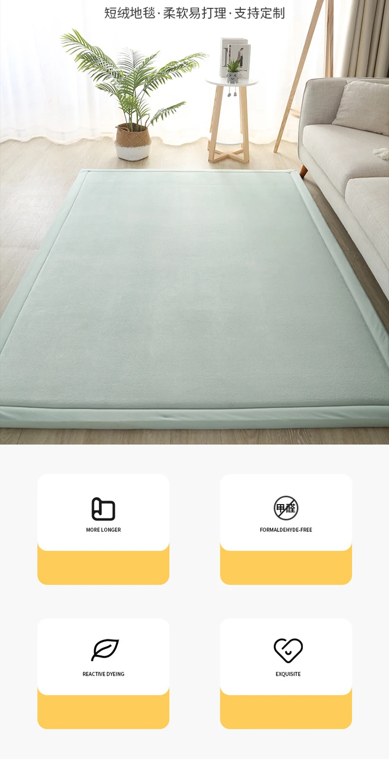 2cm Thickened Tatami Rug Soft Coral Fleece Velvet Bedroom Carpet