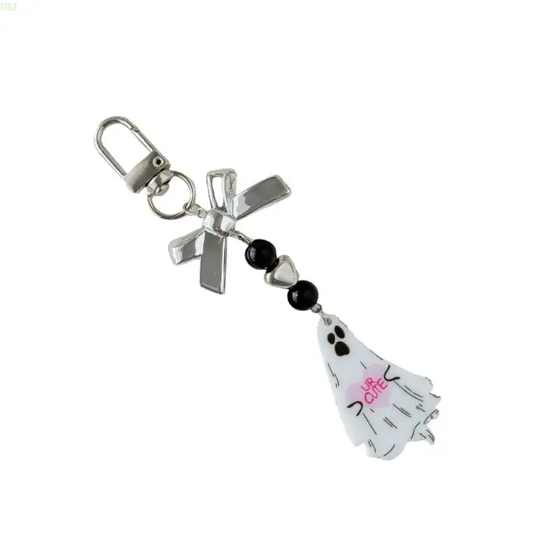 Unique Specter Charm Phone Chain Stylish Bowknot Beads Keychain for Phone Bag NM