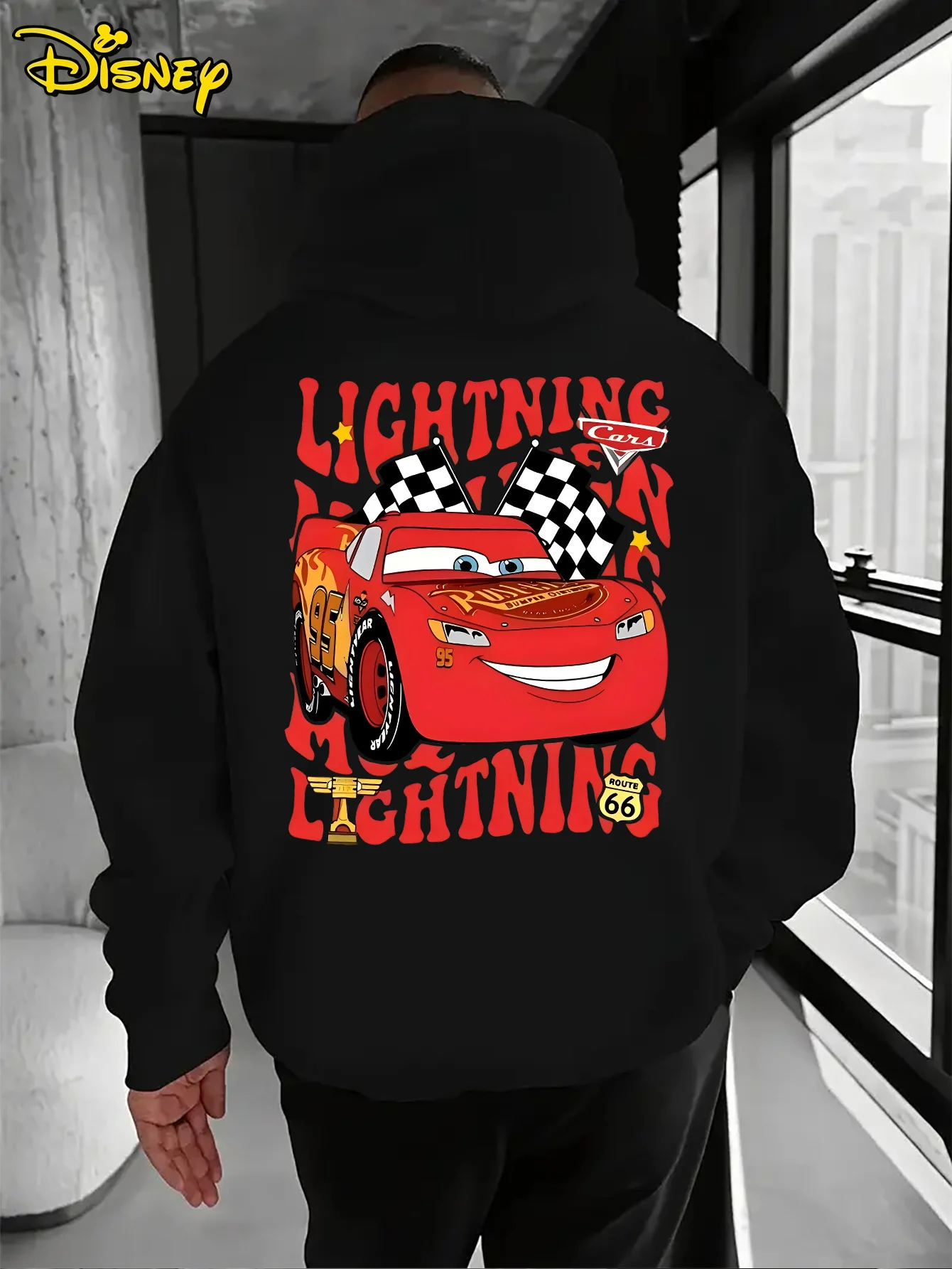 

Men's Disney Cars Lightning McQueen Hoodies Fashion Oversized Unisex Sweatshirts Autumn and Winter Fleece Casual Versatile