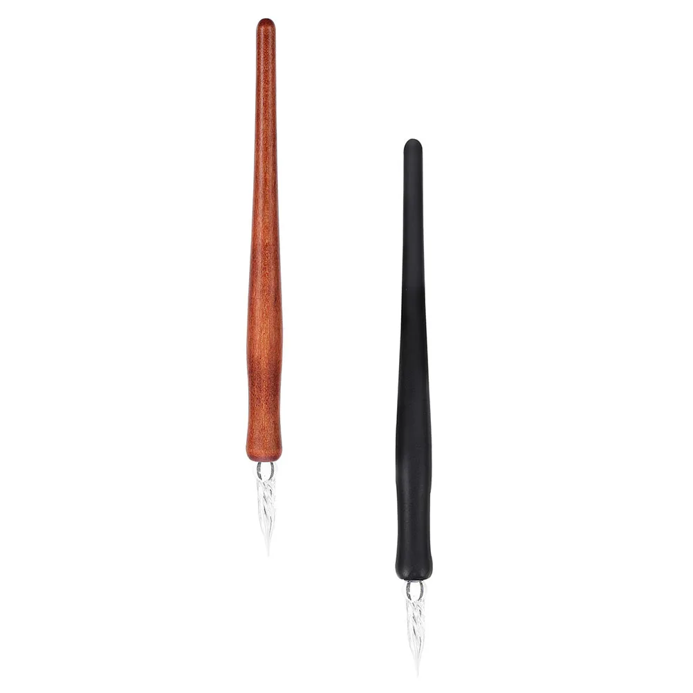 

2 шт. стеклянные ручки элегантный дизайн прочные тонкие работы офисные школьные канцелярские принадлежности стеклянные ручки