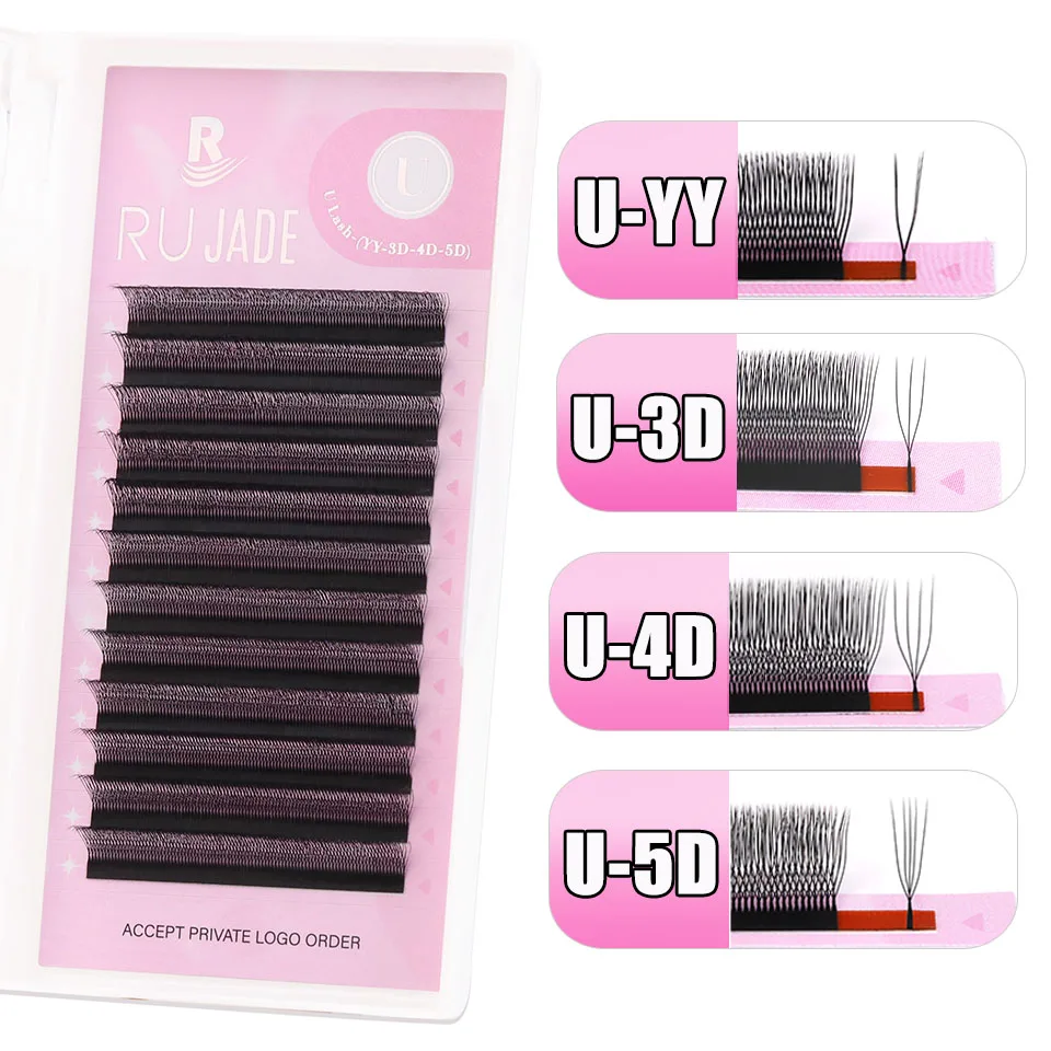 

Rujade Mega Volume Cilios U Shape YY 3D 4D 5D Eyelash Extension Parallel Flower Cross Lashes Premade Fans W Bloom Lashes U Cilio