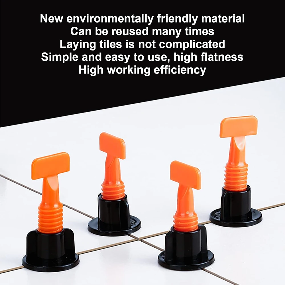 100pcs Tile Leveler Set Reusable Tiles Leveling System Kit with 300 Cross Clip 2Wrench for Floor Tile Leveling System Kit(50set)