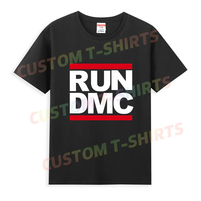 

2024 Hot Sale Summer 100% Cotton Black Run Dmc T Shirt Men Short Sleeves Cool Tee Hip Hop Streetwear T-shirt