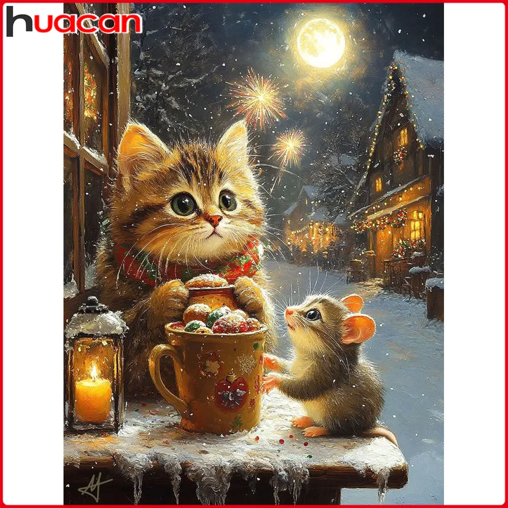 

Huacan 5D DIY Diamond Painting Cat Hamster Diamond Mosaic Animal Landscape Complete Kit Picture Of Rhinestones