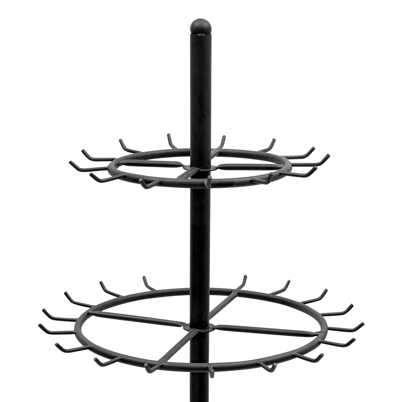 Rak Display Sabuk Logam 2 Lapis Hitam, Rak Penyimpanan Berkapasitas Besar yang Berdiri di Lantai, Rak dengan Daya Tahan Beban Tinggi