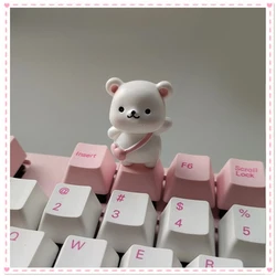 1pc Cute White Bear Keycap OEM R4 for Cherry Axis Mechanical Keyboard Keycap-Enhance Your Mechanical Keyboard Look! Accessories