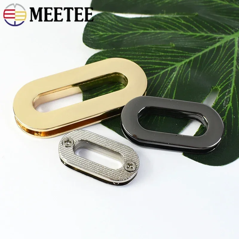 Meetee 4/10/20Pcs Metal O Ring Eyelet Buckles Oval Eyelets Clasp Handbags Strap Round Hole Hang Buckle DIY Bag Parts Accessories