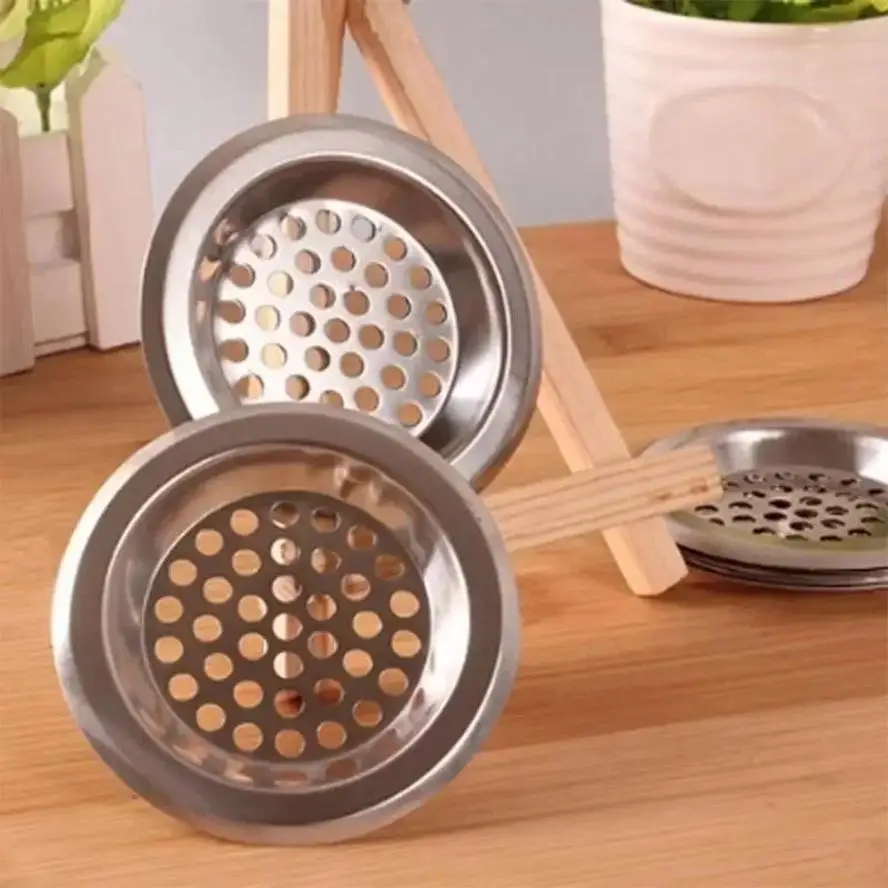 5Pcs Round Steel Mesh Sink Strainer Kitchen Bathroom Sink Drain Filter Pool Trap Anti-Clogging Drain Screen Filter Accessories