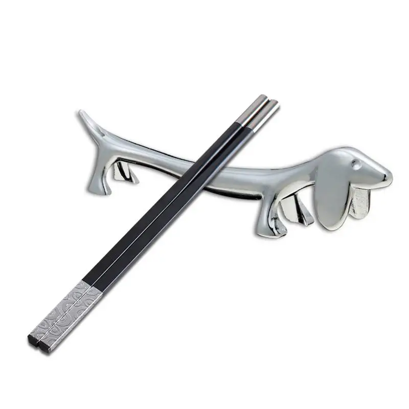Soporte para palillos de perro salchicha de acero inoxidable, soporte para palillos, soporte para cuchara, tenedor, estante para cubiertos de cocina, decoración de mesa