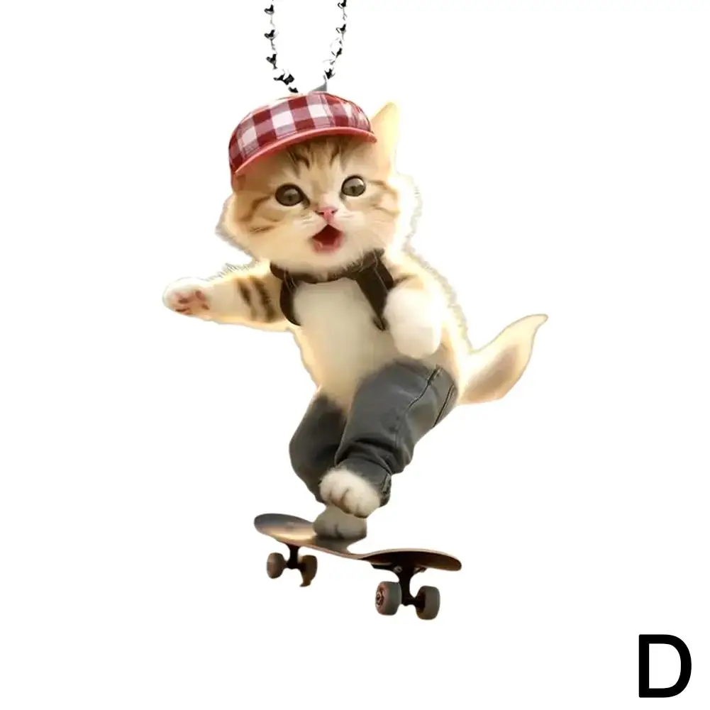1Pcs Cat Acrylic Ornaments Rearview Mirror Decorative Ornament Car Animal Hanging Decoration Interior Creative Realistic Pe K1S6 image 6