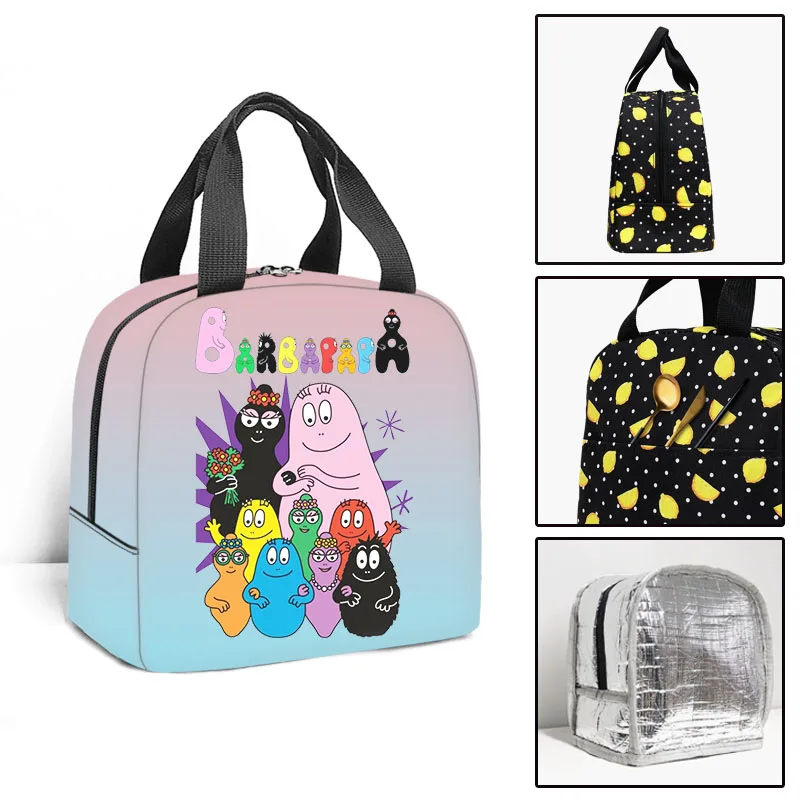 

Trendy Youthful Barbapapa 3D Print Insulated Portable Handbags Ice Bags Student Work Lunchbox Thermal insulation Food Lunch Bag