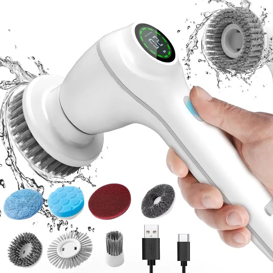 Electric Spin Scrubber, Cordless Cleaning Brush Scrubber, Home Power Scrubber for Cleaning Bathroom Kitchen, Cleaning Brush with