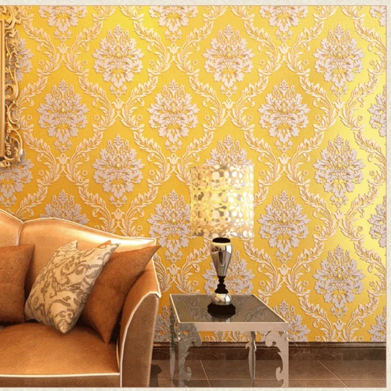 European Style Three-dimensional Thickened Non-woven Wallpaper Living Room Bedroom Background Wall Wallpaper