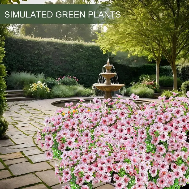 Buquê falso de flores artificiais ao ar livre, realista, resistente a UV, à prova d'água, flores falsas para pátio, casa, quintal, jardim, janela