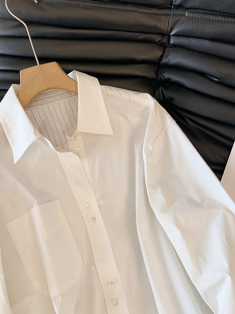 Faionable gestreepte lange Sve irt losse pasvorm kraag ex zomer irt Sli bovenkleding voor mannen en vrouwen