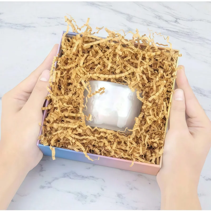 200g de Papel Kraft Marrom Cortado em Tiras para Encher Caixas de Presente com Fita para Decoração de Cestas de Presentes de Casamento, Aniversário e Natal