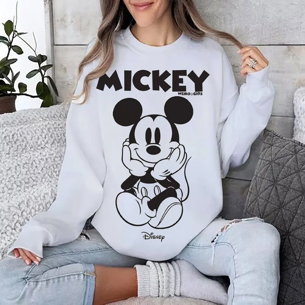 2022 New Merry Christmas Disney Brand Mickey and Minnie Anime Print Autumn Harajuku Crew Neck Casual Long Sleeve Sweatshirt