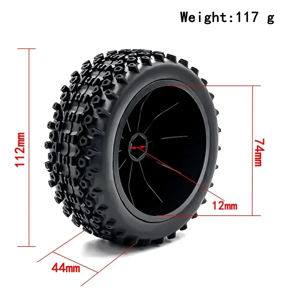 Neumáticos de camión de campo corto, rueda hexagonal de 12mm para Slash Arrma Senton HuanQi 112 Vkar 10sc Hpi Rc Car, 2 piezas, 1/10mm, 727