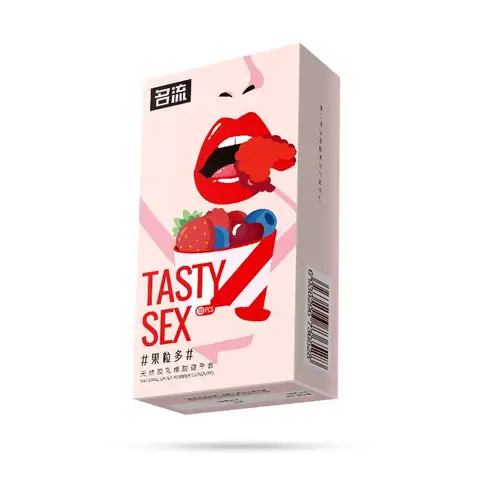 10pcs Graininess Oral Sex Condom Ultra Thin Hyaluronic Acid Strawberry Flavor Adult Games Sex Toys Contraceptive Men Couples