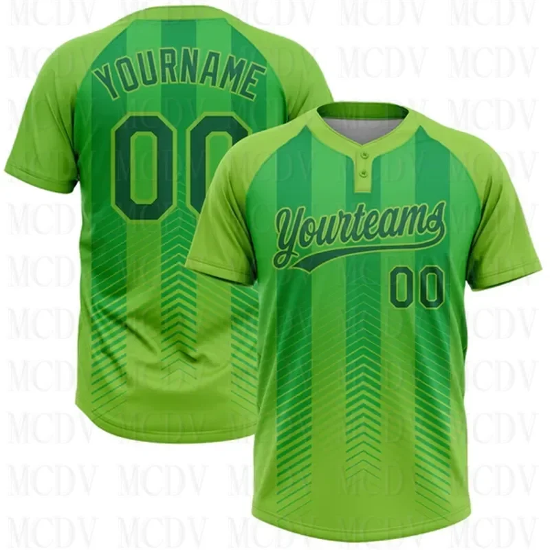 

Custom Neon Green Kelly Green Two-Button Unisex Softball Jersey 3D Printed Team Name Number Jerseys Sports Wear Adult Youth