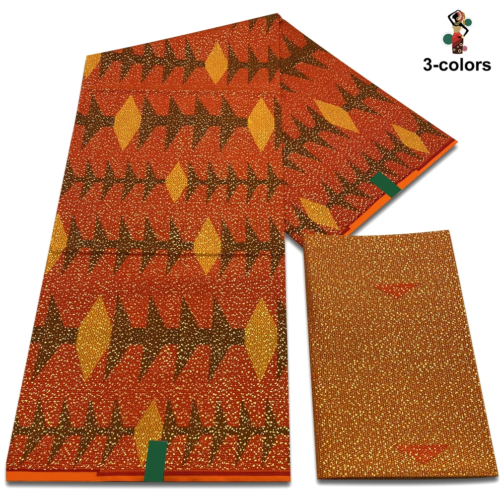 Newest Ghana African Golden Wax Fabric Real Wax Fabric 100% Cotton Soft Women Dress Material Ankara Wax Kente Gold Print Pagne