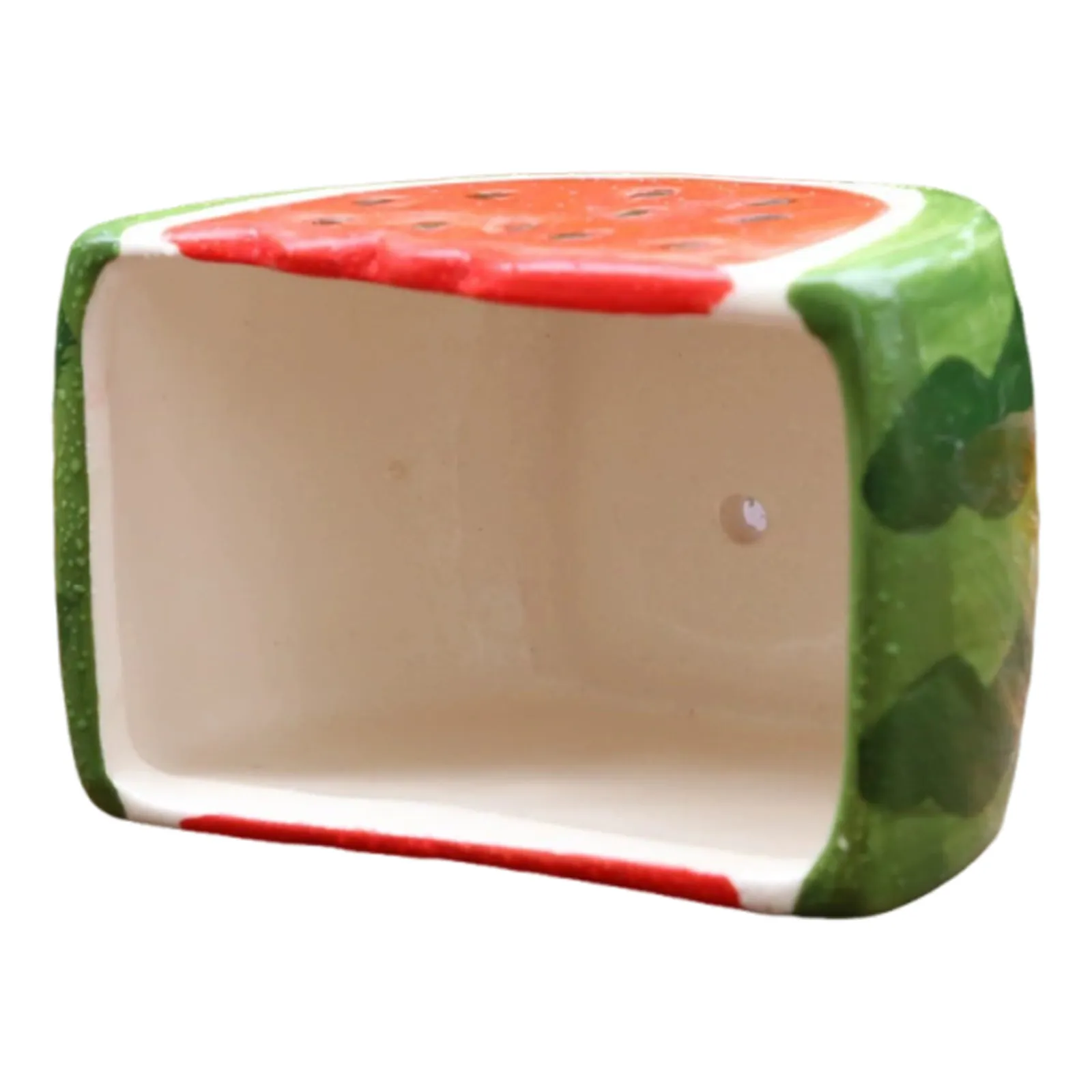 Ceramic Watermelon Planter Small Succulent Pot Smooth Glaze Decorative Indoor Plant Pot for Cactus Desk Windowsill