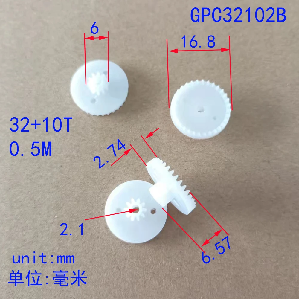 10/100 pçs 32 + 10t coroa de plástico engrenagem 0.5m buraco 2.1 od 17 6 para rc carro robô peças brinquedo diy modelo acessórios menino brinquedos gpc32102b