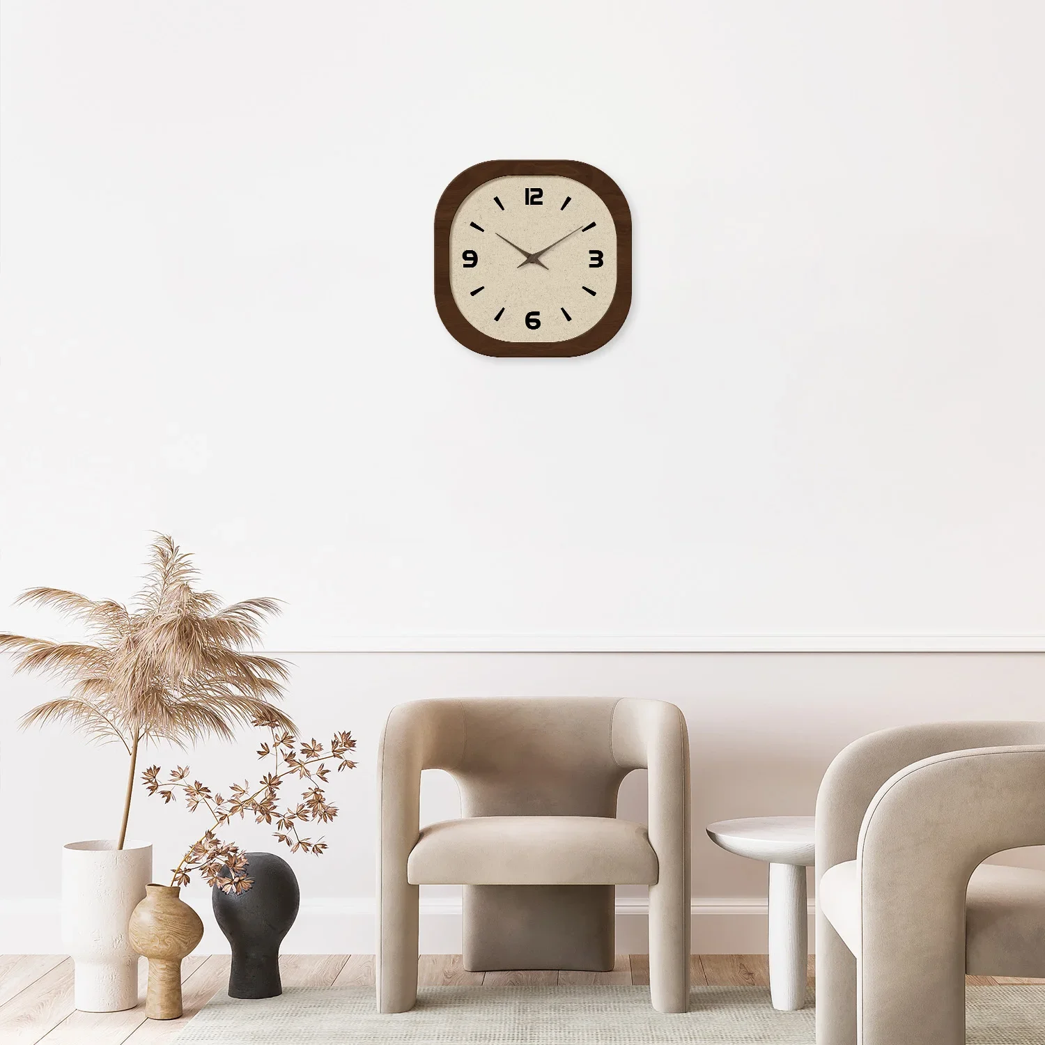 French Retro Square Wall Clock, Cream Porcelain Simple Pattern Silent Quartz, Home Decor Gift, 12/14/16Inch,Battery Not Included