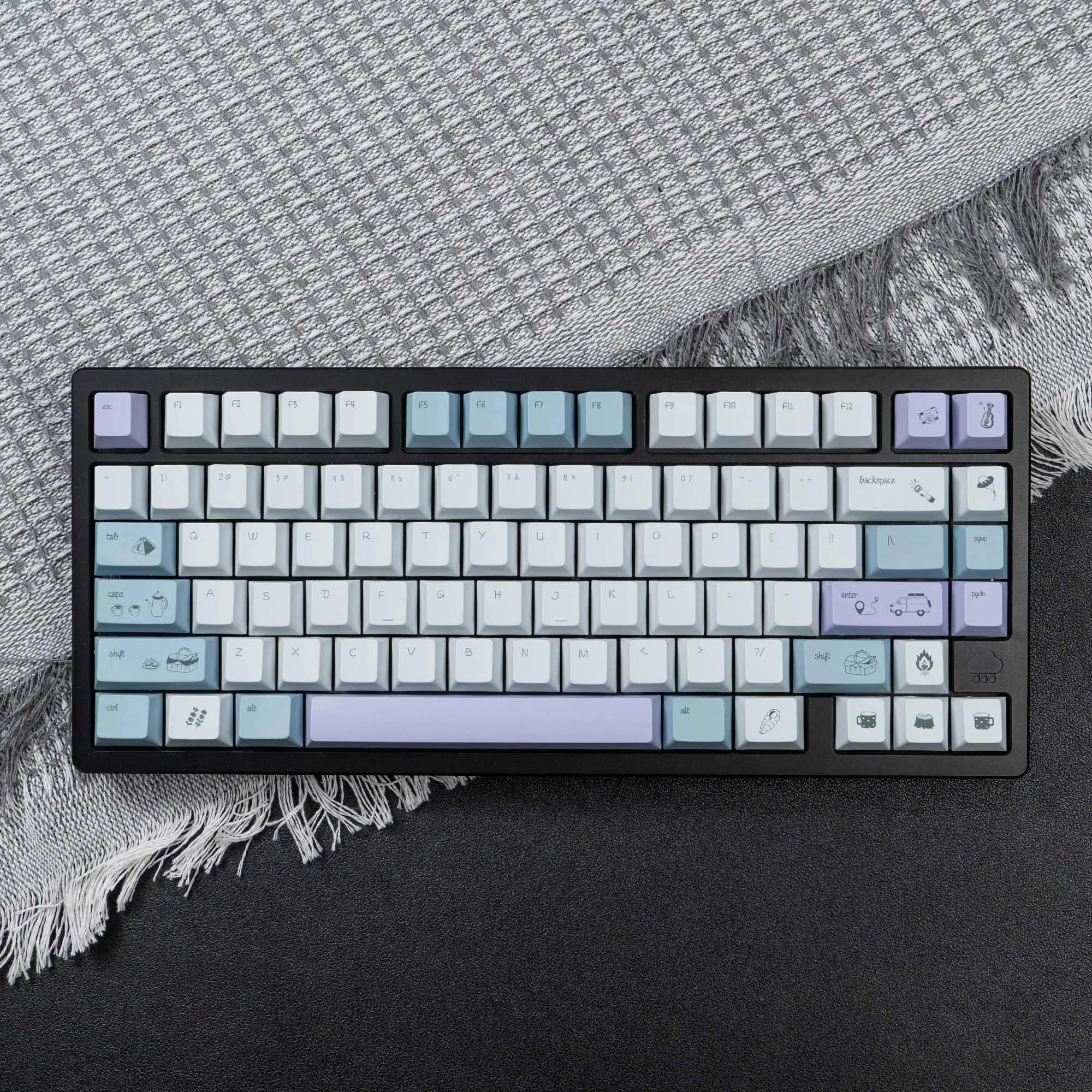 Original Camping theme PBT keycaps Cherry Profile Dye Sublimation Key Cap For MX 64/87/96/104 Mechanical Keyboard