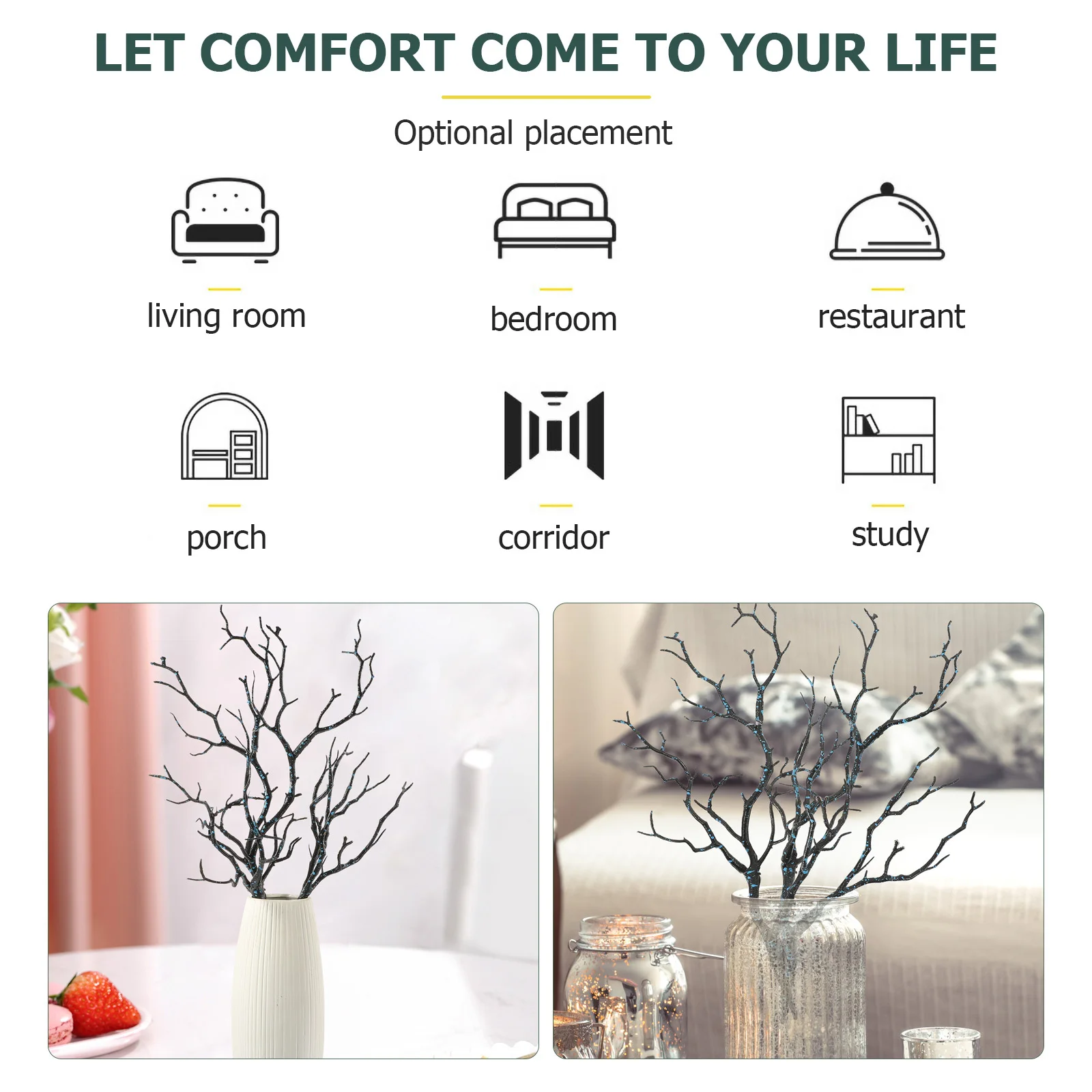 

2 Pcs Decor Decoration Dining Room Table Faux Branches for Vase Tree Large Fake Willow Harvest Festival Simulation Berry