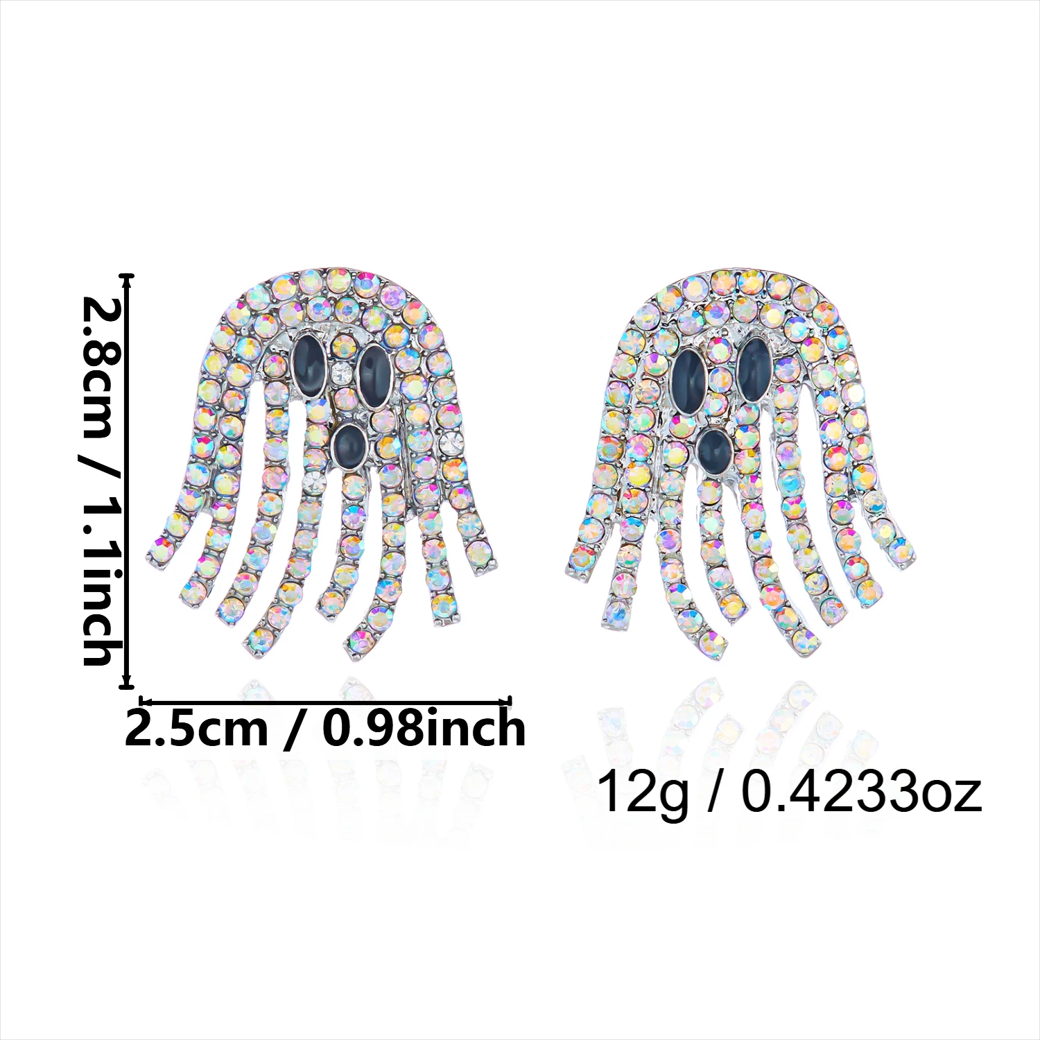 Halloween Funkelnde Strass-Geister-Quasten-Ohrringe für Frauen Niedliche Geister-Ohrstecker Goth Punk Party Schmuck Accessoires – Detail 9