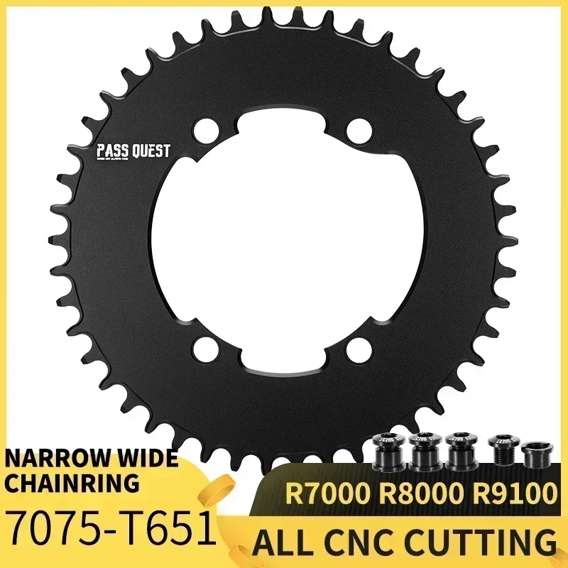 PASS QUEST Chainring 110 BCD Round for Shimano 105 R7000 R8000 R9100 36 40T 44T 46T 48T 50T 52T 54 56 58T Bike Chainwheel 110bcd