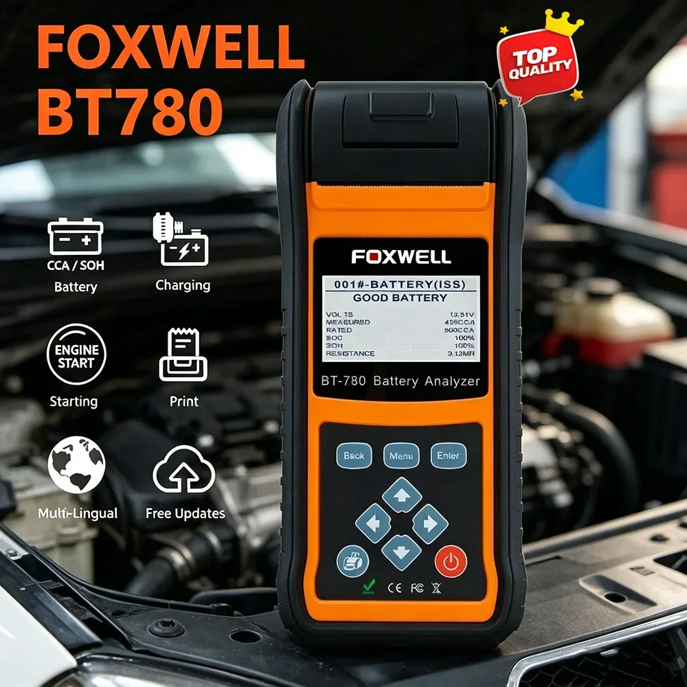 A+ FOXWELL BT780 12V Battery Tester 0-1000A Car AGM GEL EBP Batteries Analyzer Built-in Printer 12V-24V Starting Charging System