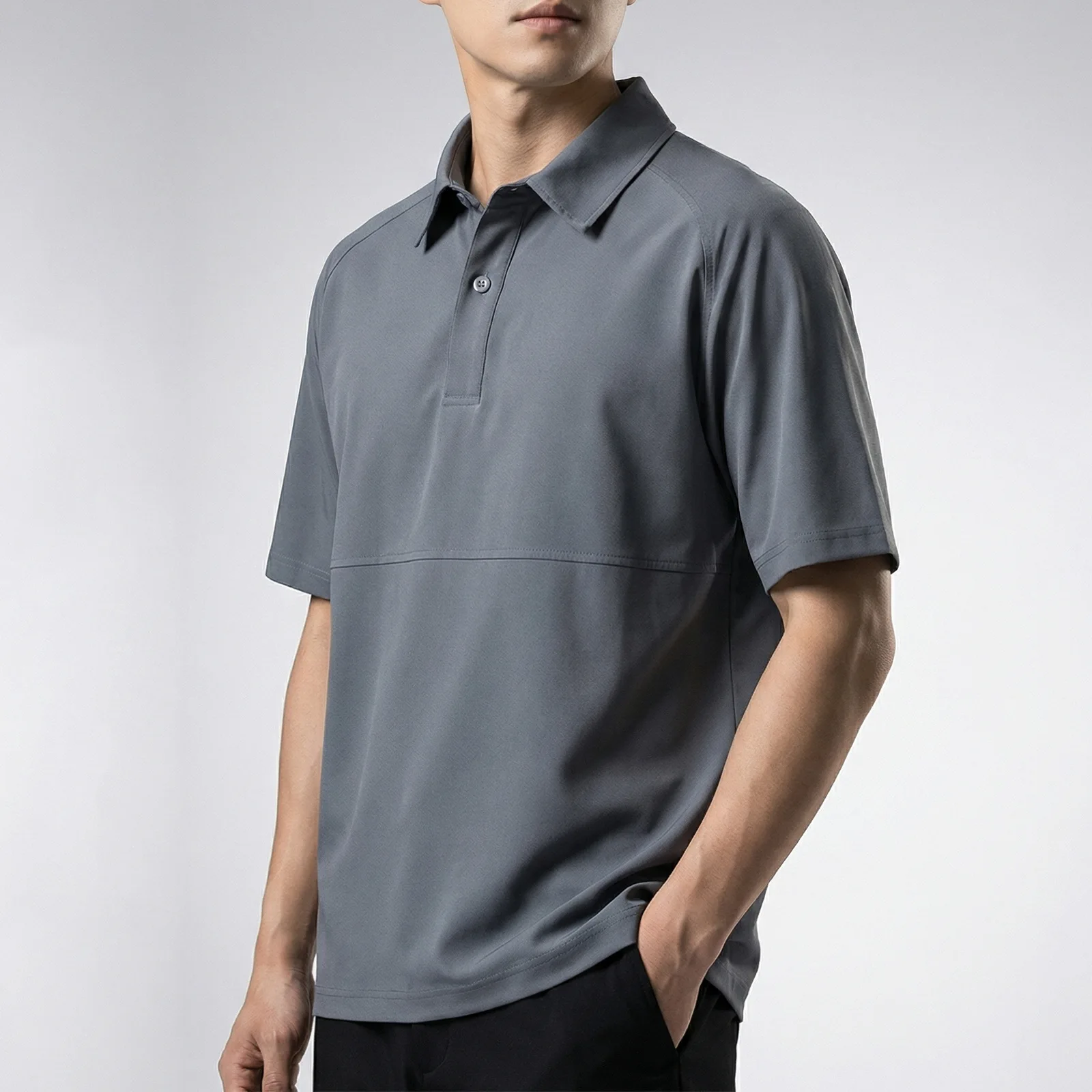 2026 Summer Ice Silk Quick-drying Polo Shirt Men's Loose Lapel Short-sleeved T-shirt Casual Drape Top
