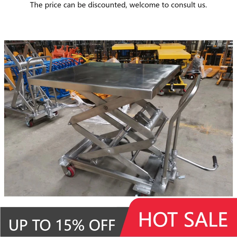 

Hand Manual Scissor Lift Table Manual Material Lifting Tables 150kg 0.72 Meters Stainless Steel Hand Hydraulic Trolley