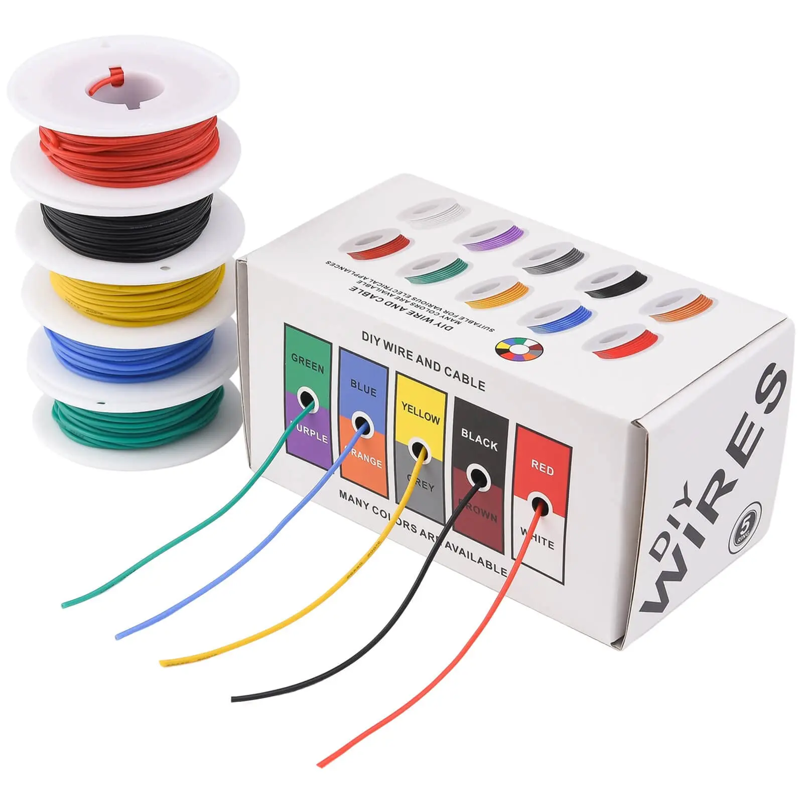 18AWG Wire Flex Silicone 18 Gauge Stranded Tinned Copper Wire, OD: 2.3mm, 5Colors 16.4ft/5m, Electrical Connection Wire Kit image 2