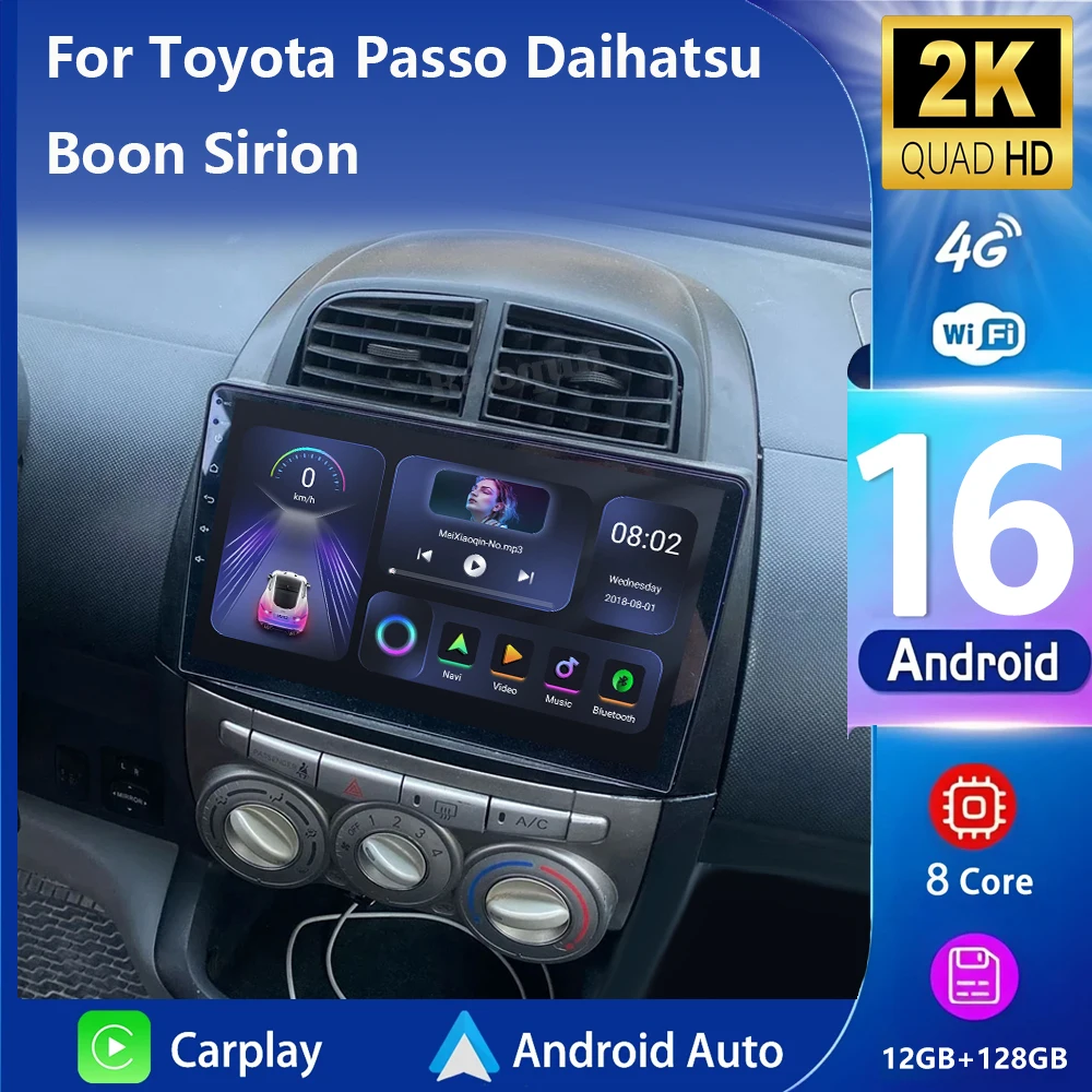 Radio de coche Android 16 para Toyota Passo Daihatsu Boon Sirion Subaru Justy Perodua Myvi 2005- 2011 reproductor de vídeo GPS Autoradio GPS