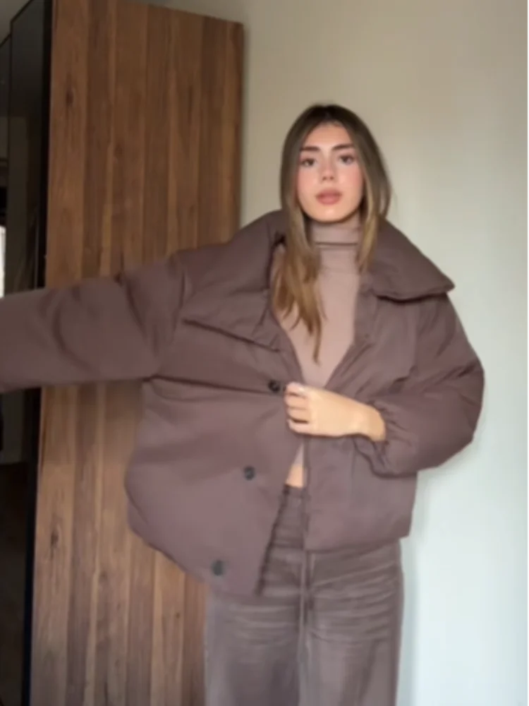 

Зимний теплый пуховик, женский пуховик, утепленное однобортное пальто с хлопковой подкладкой, верхняя одежда с высоким воротником на шнуровке, новинка 2025, женское пальто