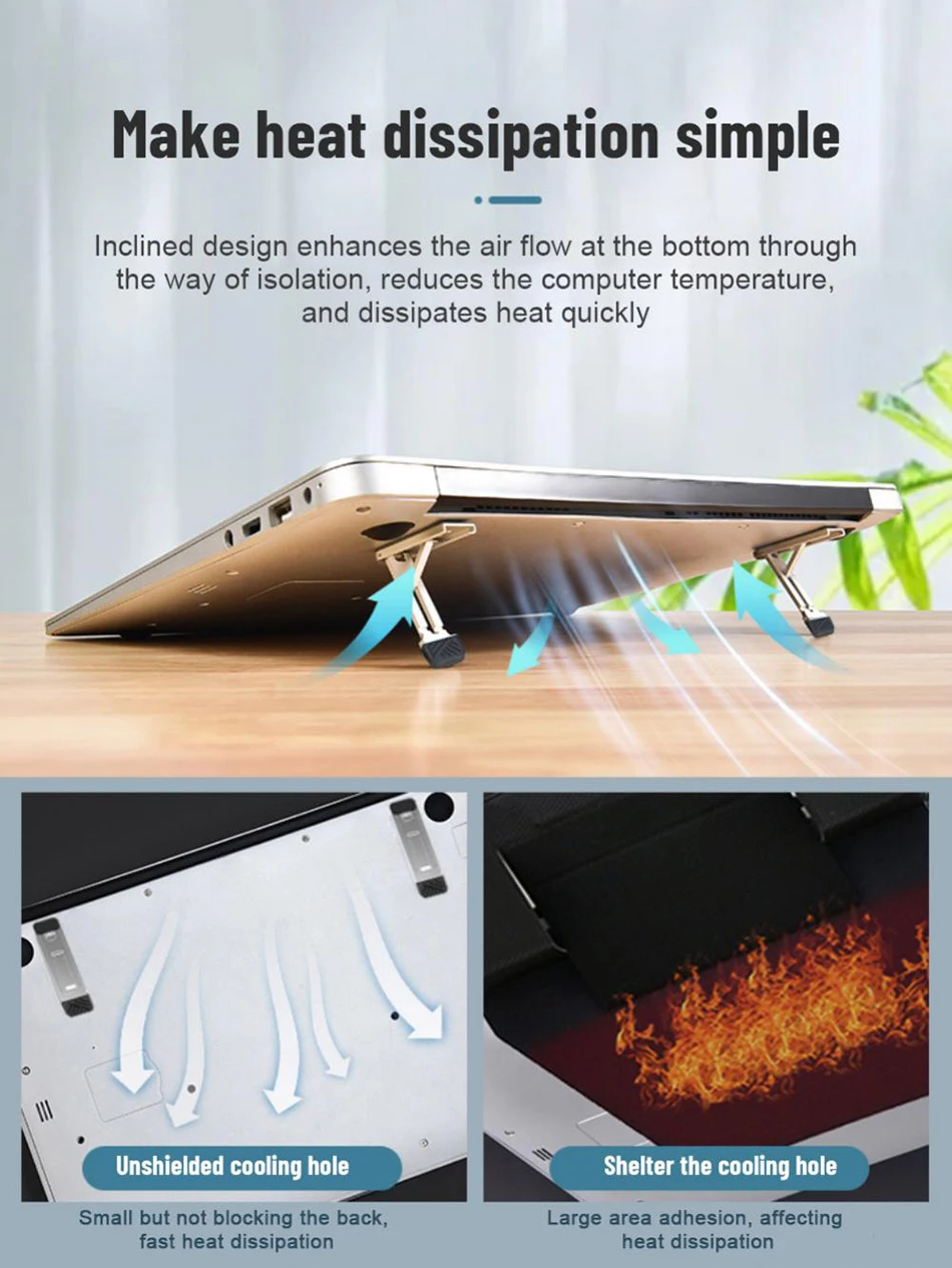 Xnyocn Laptop-Ständer, Aluminiumlegierung, Mini-Klapphalter, 3-Höhenverstellung, Notebooks, Halterung, Zubehör für MacBook, Smartphone – Detail 9