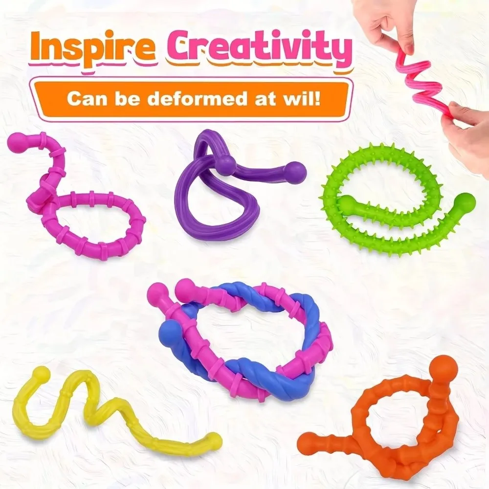 6Pcs New Silicone Fidget Fun Relaxation Sensory Sticks Anxiety Relief Children Sensory Wand