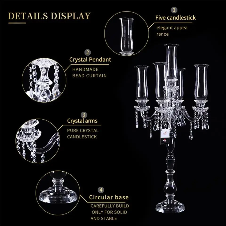 Modern Wedding Decor Candle Holders, Crystal Candle Stand, Candlesticks for Home, Table Centerpiece Decorations, Dinner Party